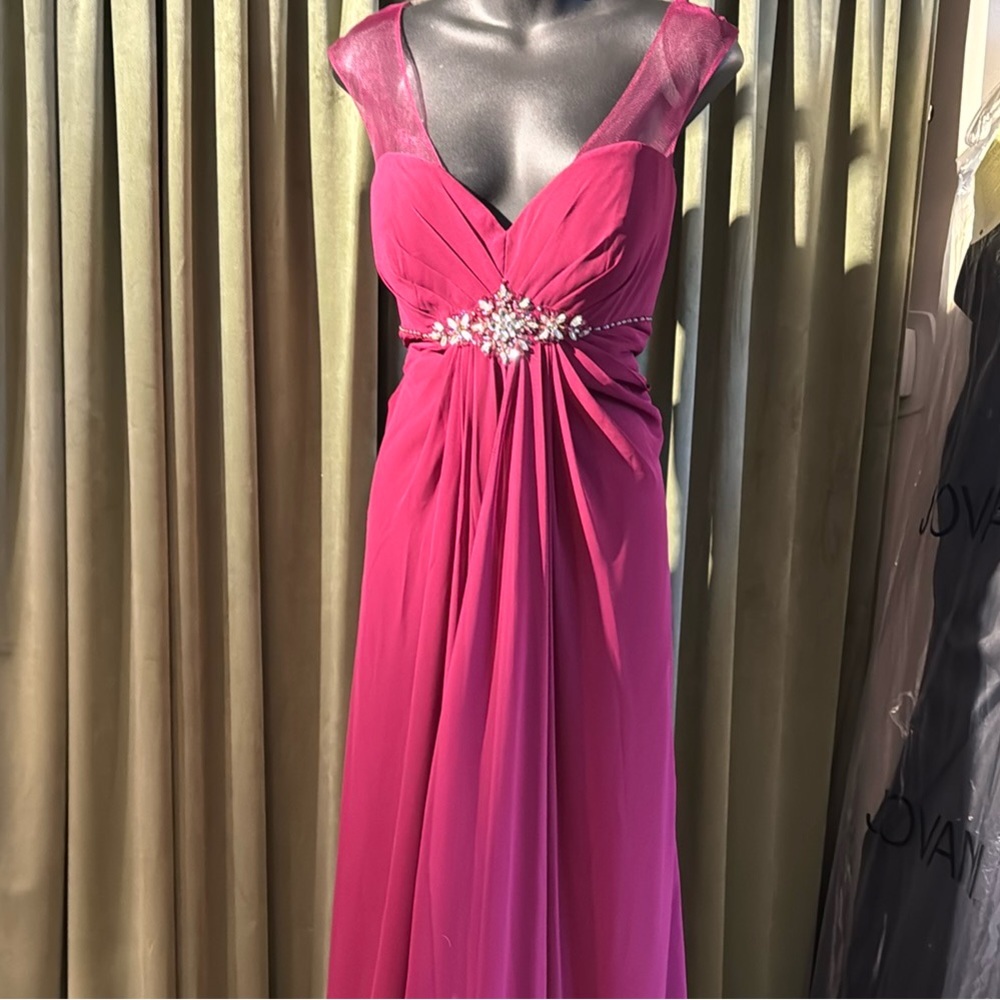 Merlot Embellished Pleated Maxi Gown style 5202 Colour by Kenneth Winston